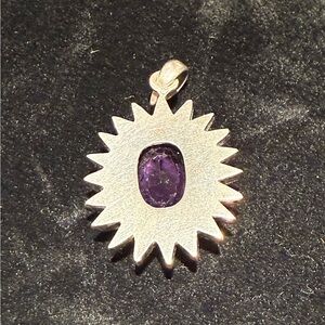 Silver Sunburst Pendant with Purple Stone